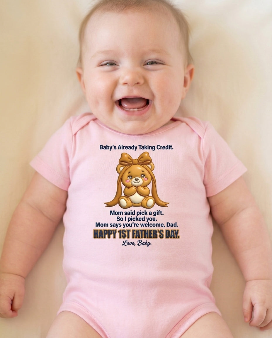 TotKind - Gift Bear v2  Mom Says Youre Welcome Reddit-body a - Baby Onesie