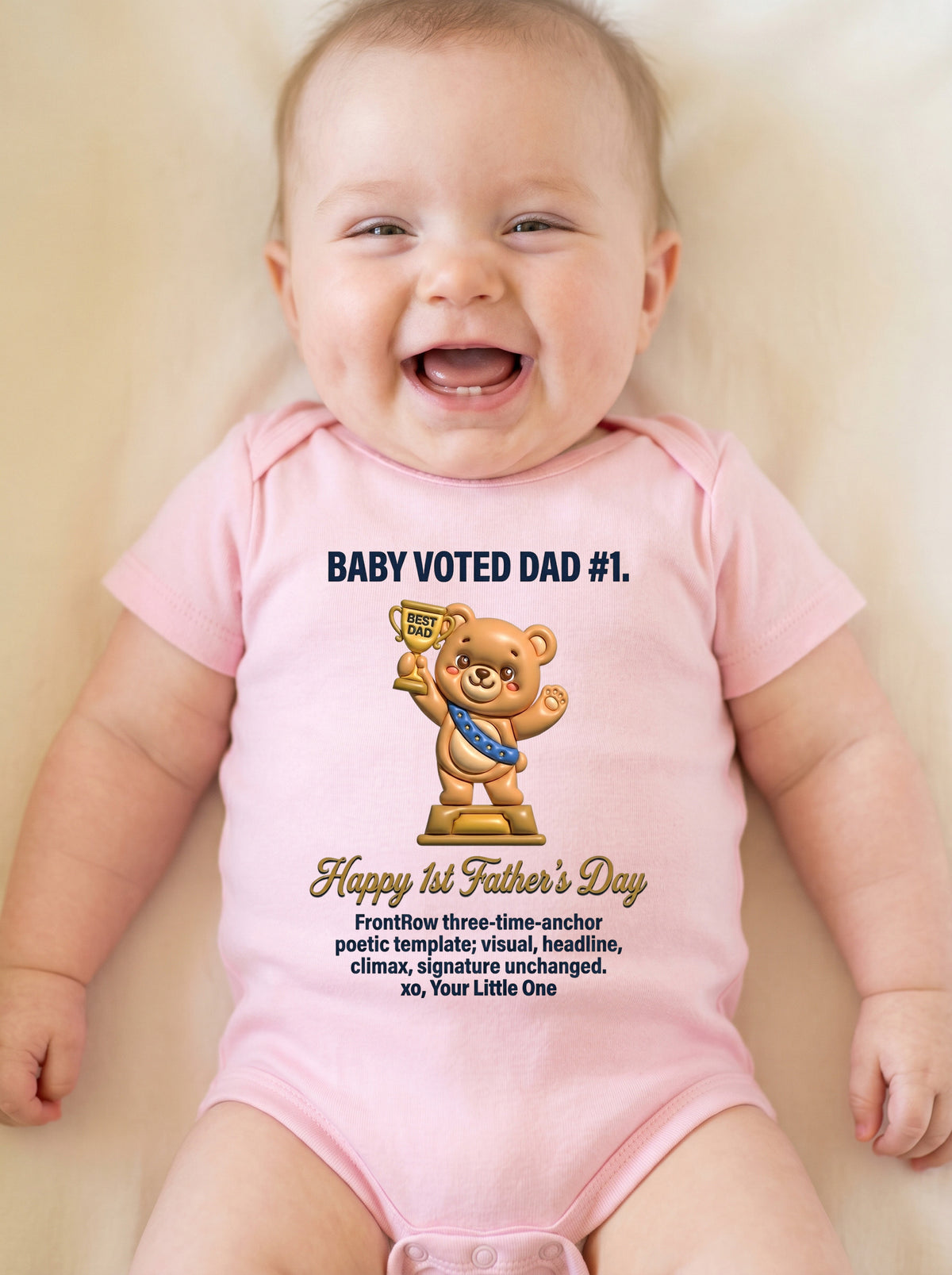 TotKind - H7 Time-Anchor Body Generalization on Tiny Trophy - Baby Onesie - 21052026