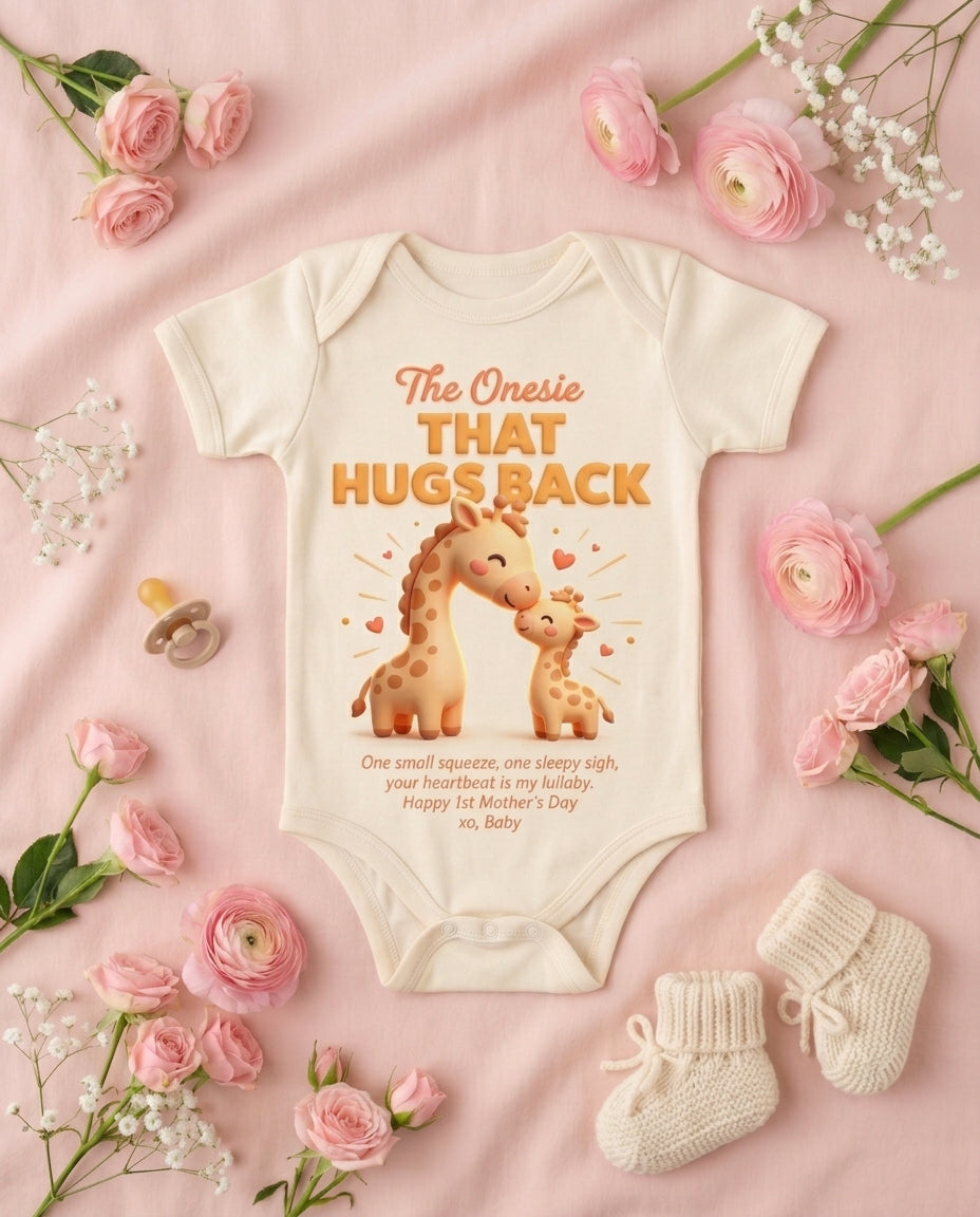 TotKind - Giraffe Morning Hug  Sensory 1st Mothers Day - Baby Onesie