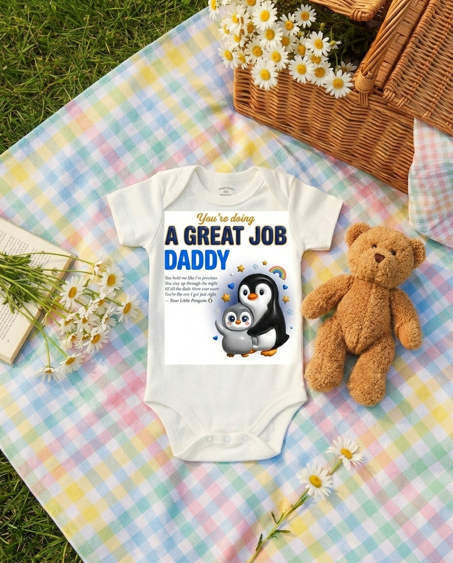 Penguin Great Job Daddy Baby Onesie