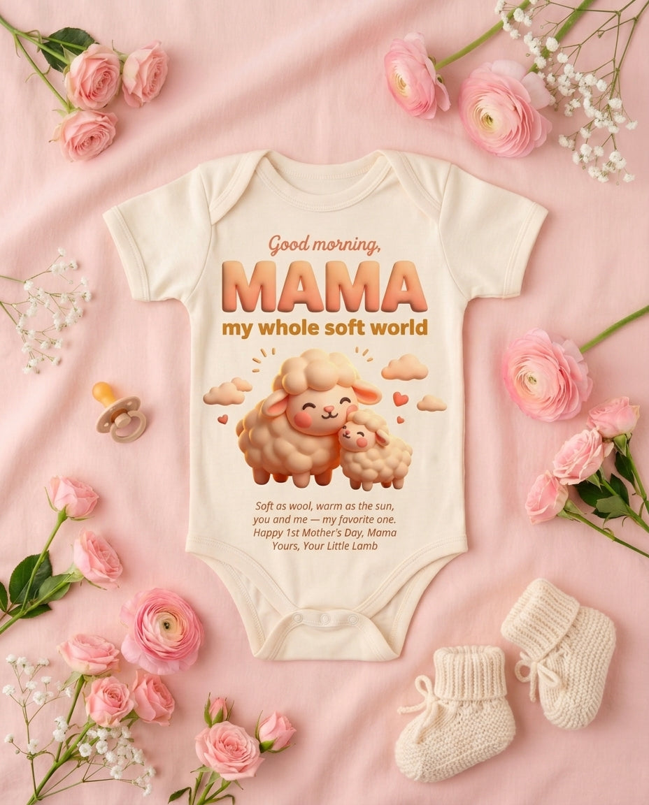 TotKind - Lamb Good Morning Mama  1st Mothers Day - Baby Onesie