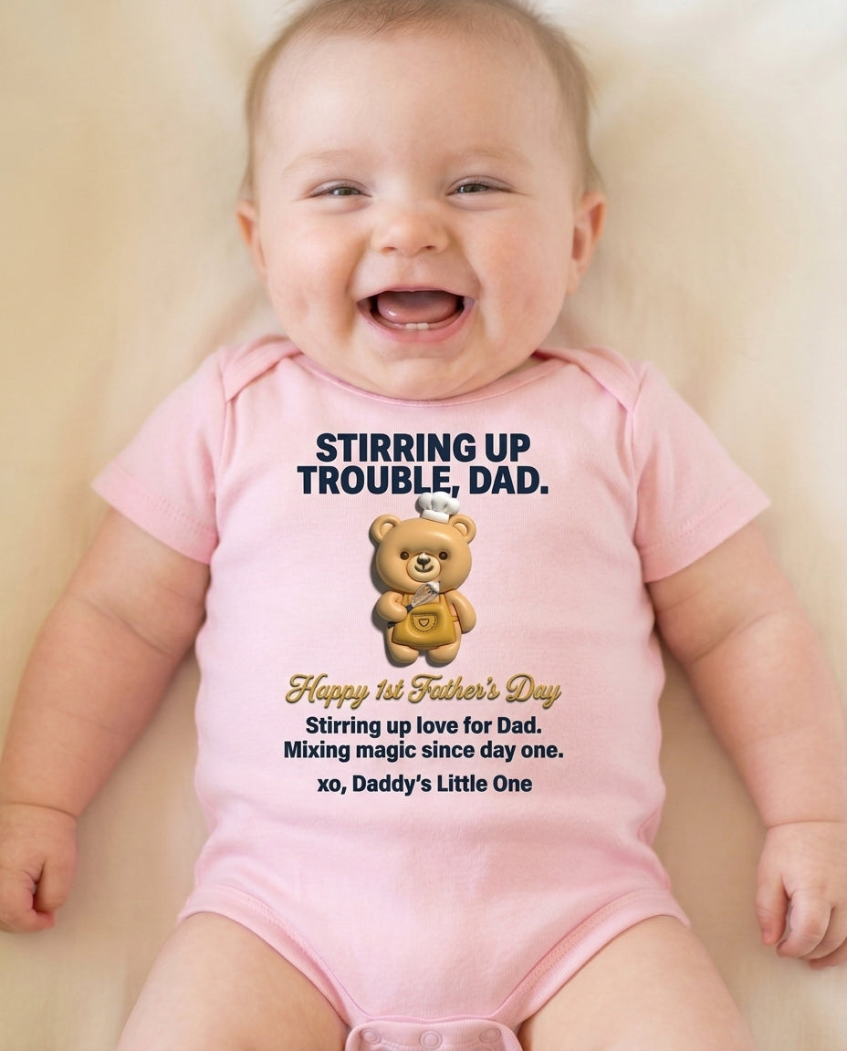 TotKind - Sous Chef Bear  Happy 1st Fathers Day - Baby Onesie - 11052026