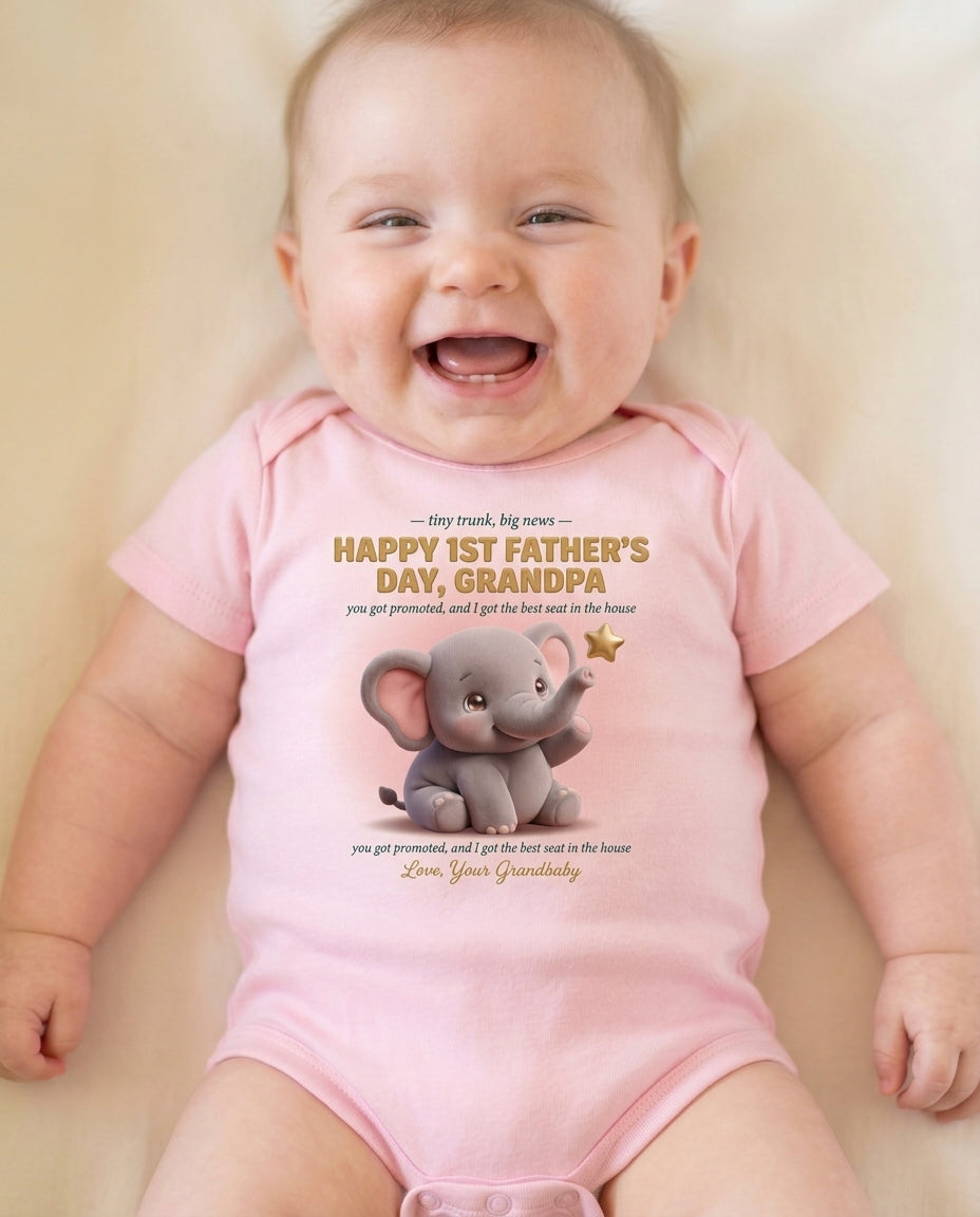 TotKind - Elephant Nephew High Five for Grandpa FD - Baby Onesie