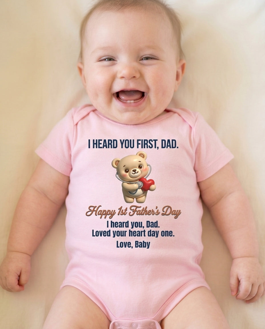 TotKind - Stethoscope Bear  Happy 1st Fathers Day - Baby Onesie - 11052026
