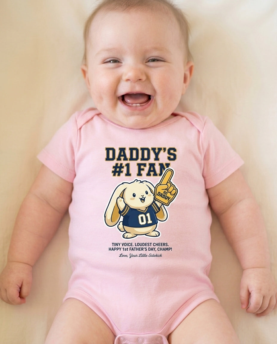 TotKind - Bunny Foam Finger Daddy Fan - Baby Onesie - 12052026