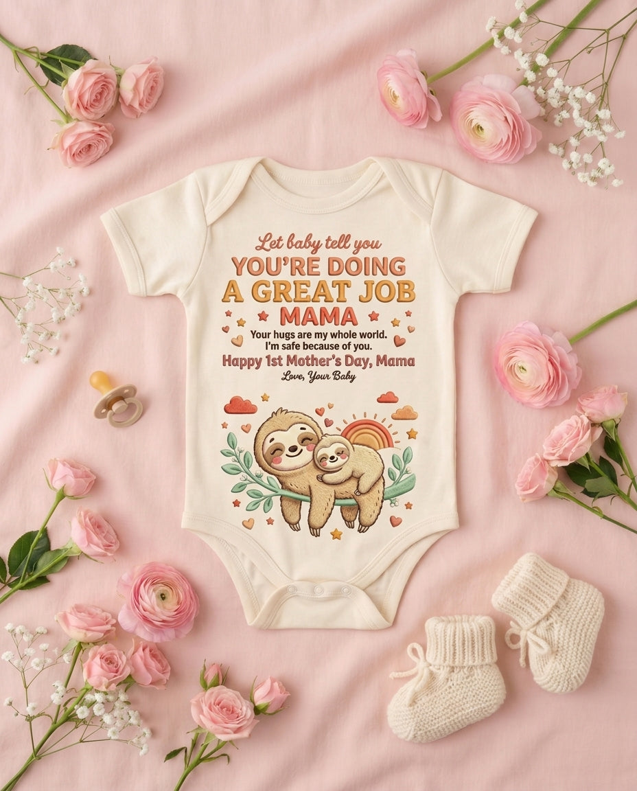 TotKind - Sloth Great Job Mama - Baby Onesie