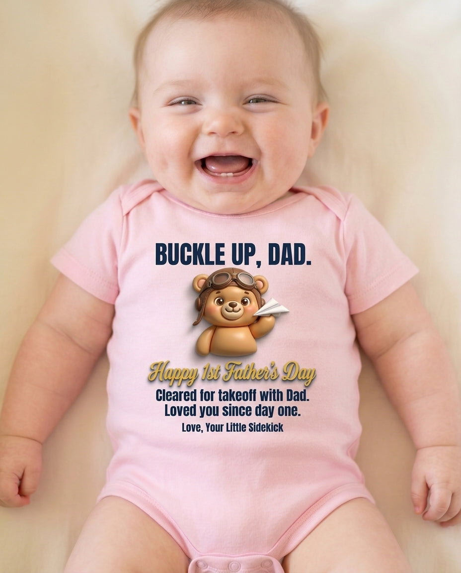 TotKind - Co-Pilot Bear  Happy 1st Fathers Day - Baby Onesie - 11052026