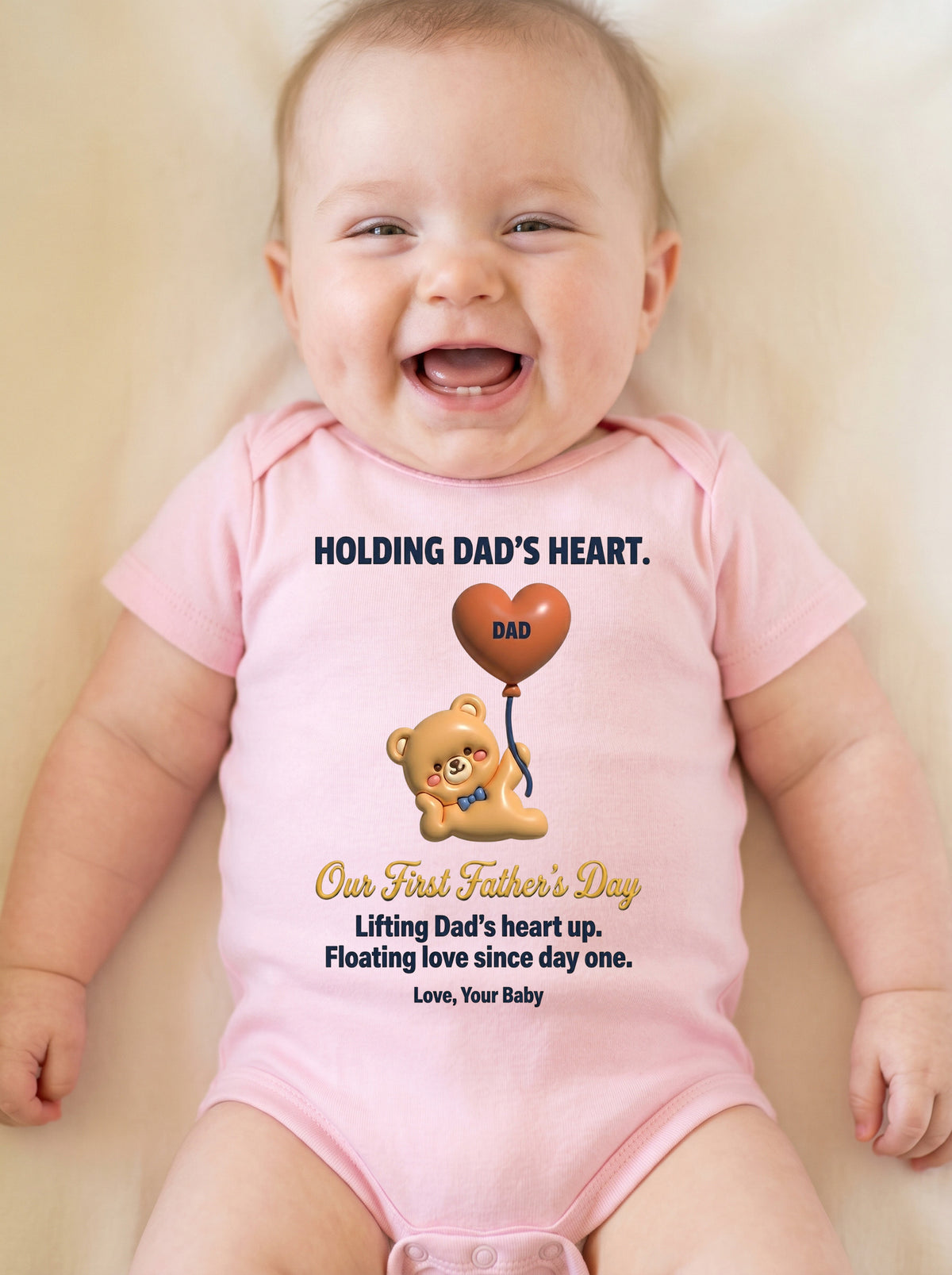 TotKind - H18 High 3D-Puff Fidelity on Heart Balloon Bear Ou - Baby Onesie - 21052026