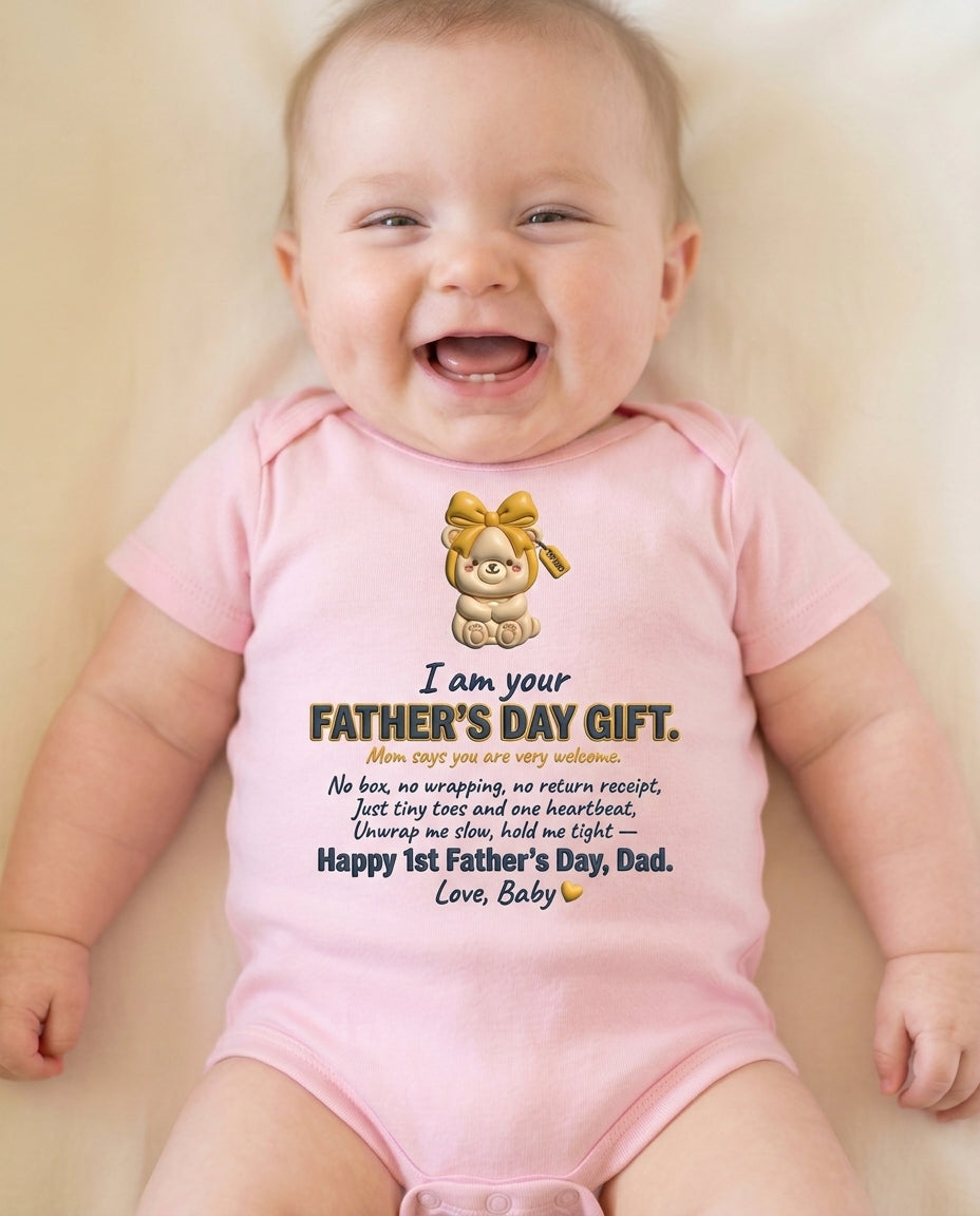 TotKind - I Am Your Fathers Day Gift Ribbon Bear - Baby Onesie