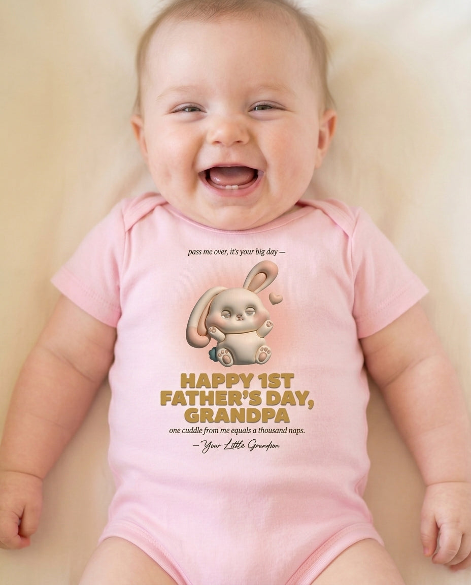 TotKind - Bunny Grandbaby Cuddle for Grandpa FD - Baby Onesie