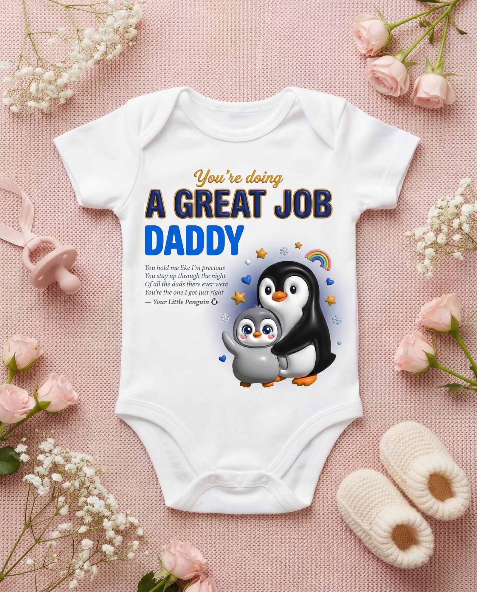 Penguin Great Job Daddy Baby Onesie