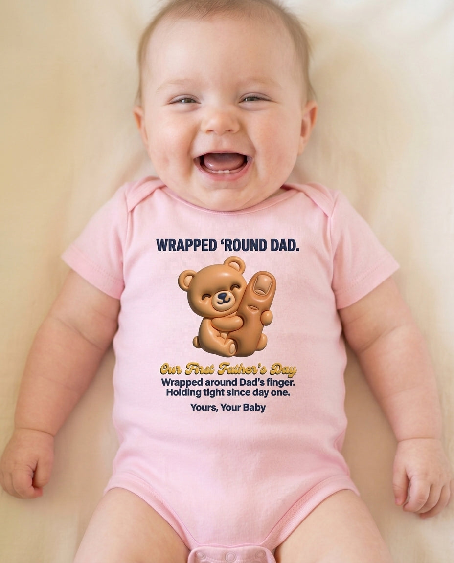 TotKind - Finger-Hug Bear  Our First Fathers Day - Baby Onesie - 11052026