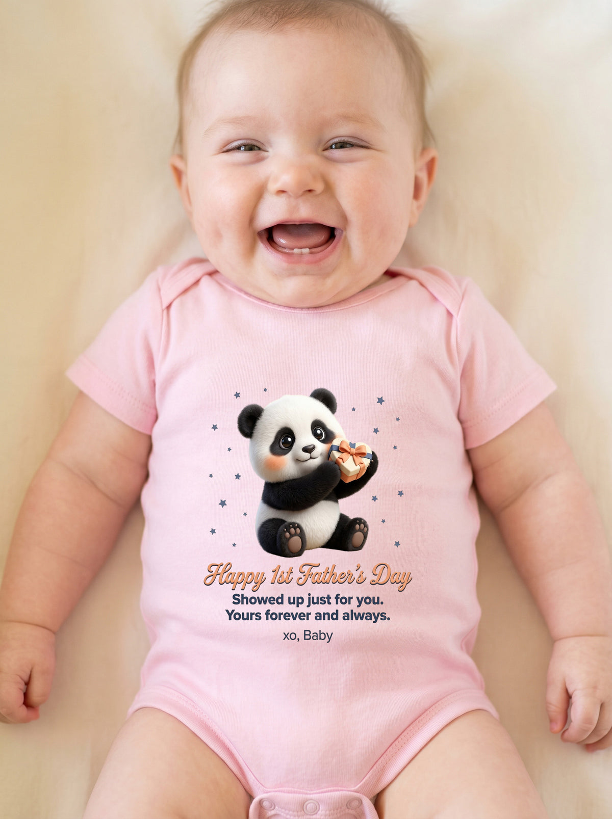 TotKind - NEW1 I Picked You Dad  Baby Panda With Bow-Wrapped - Baby Onesie - 20052026