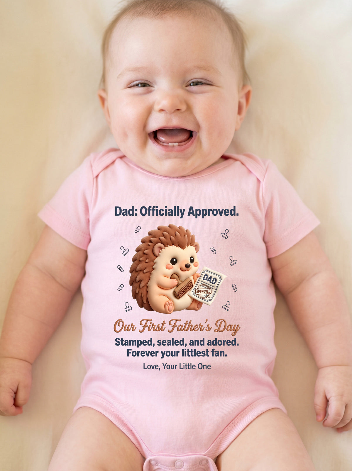 TotKind - NEW2 Dad Officially Approved  Baby Hedgehog With S - Baby Onesie - 20052026