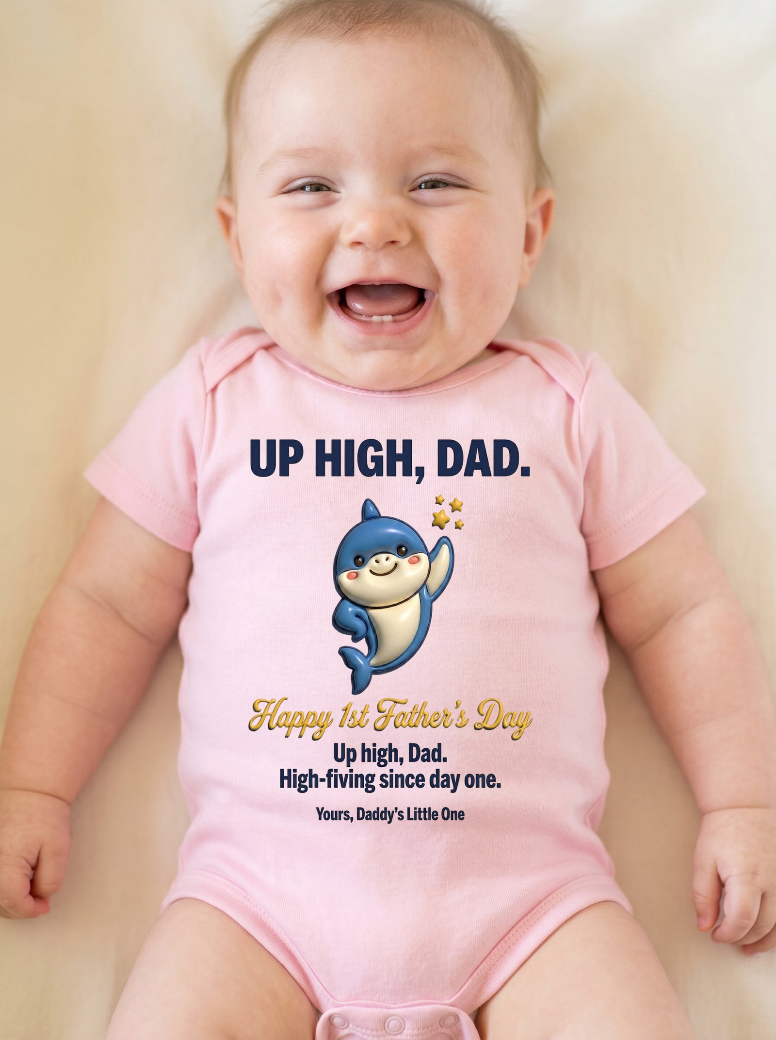 TotKind - H14 Cute Shark Species Swap on High-Five Bear Happ - Baby Onesie - 21052026