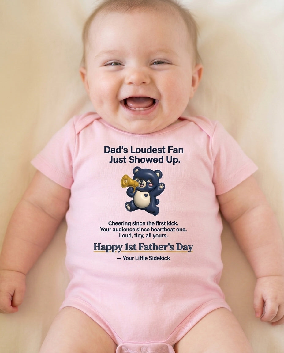TotKind - Megaphone Bear v3 Body-Fix  Loudest Fan Just Showe - Baby Onesie - 10052026