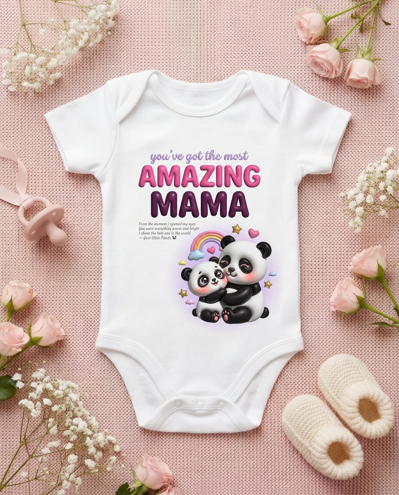 Panda Amazing Mama Baby Onesie