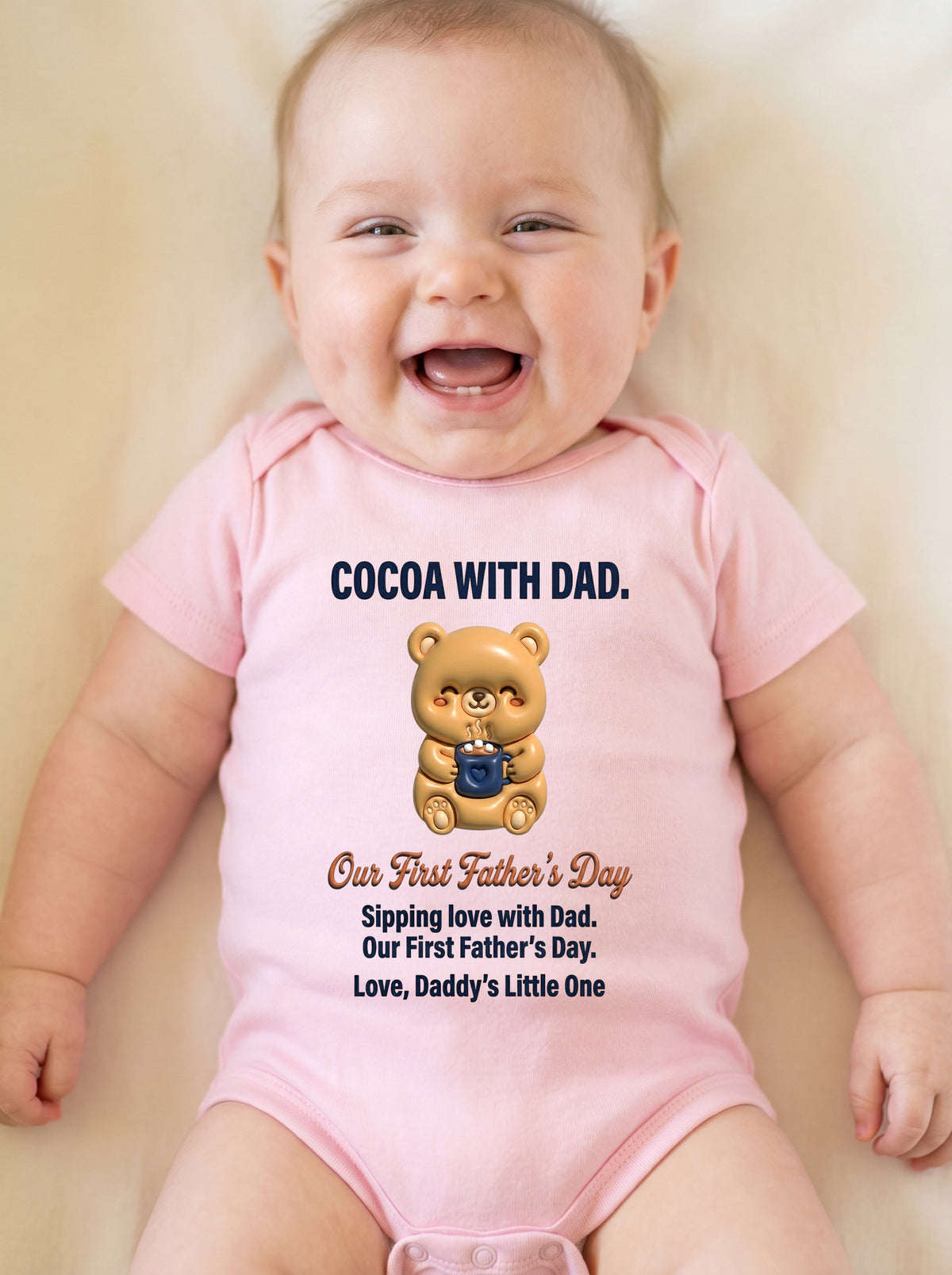 TotKind - H9 Ultra-Short 2-Sentence Body on Cocoa Mug Bear O - Baby Onesie - 21052026
