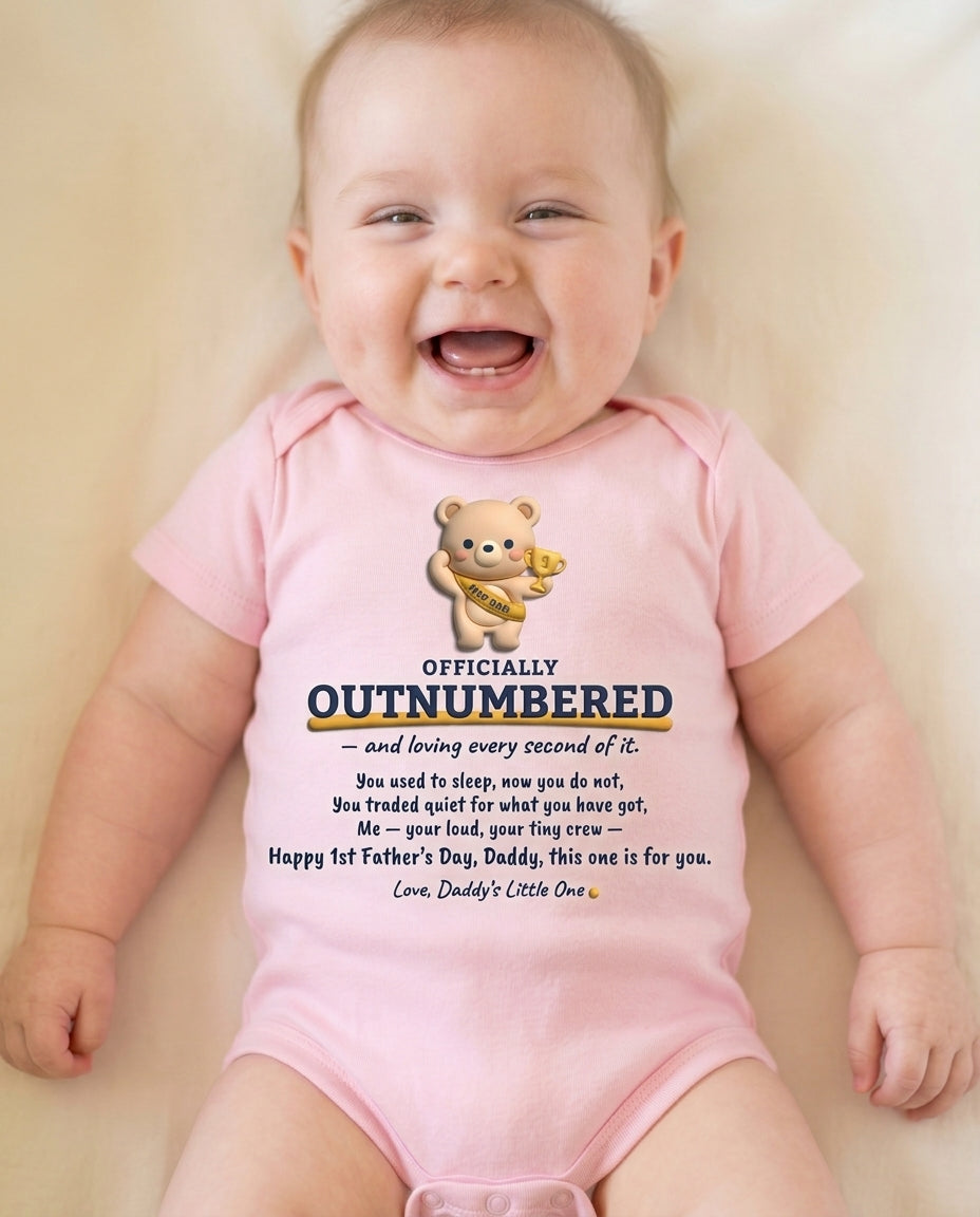 TotKind - Outnumbered And Loving It MVP Bear - Baby Onesie