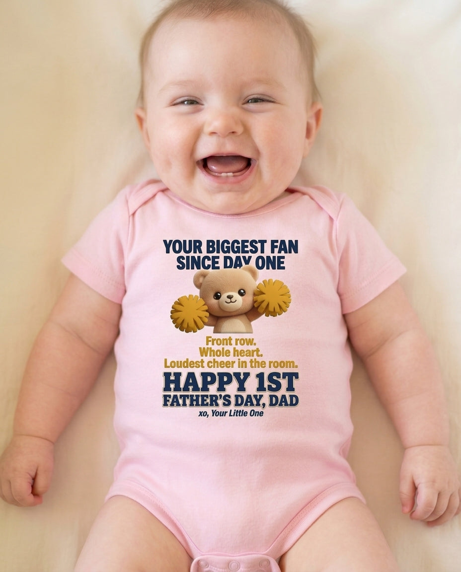 TotKind - Cheerleader Bear  Biggest Fan Since Day One FD-H T - Baby Onesie