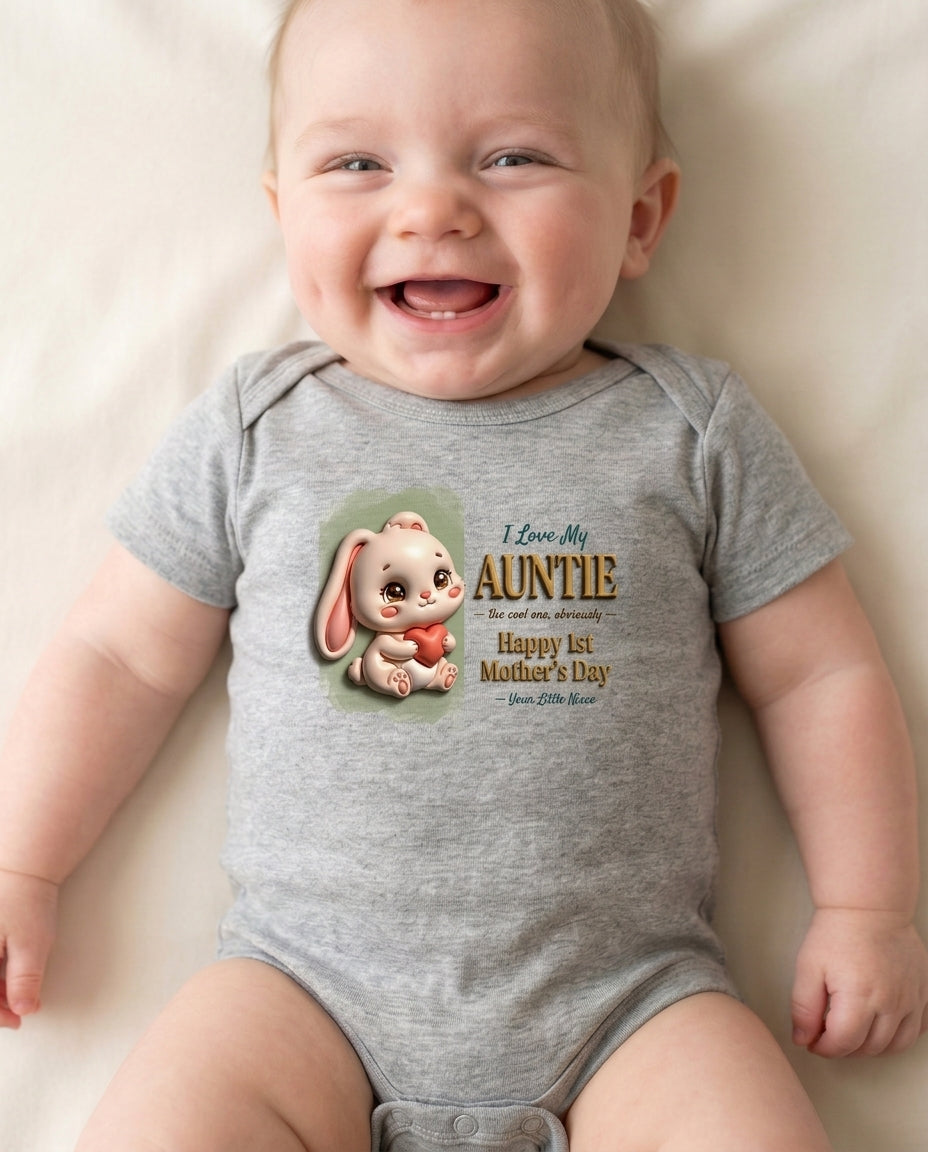 TotKind - Bunny Auntie 1st Mother's Day - Baby Onesie