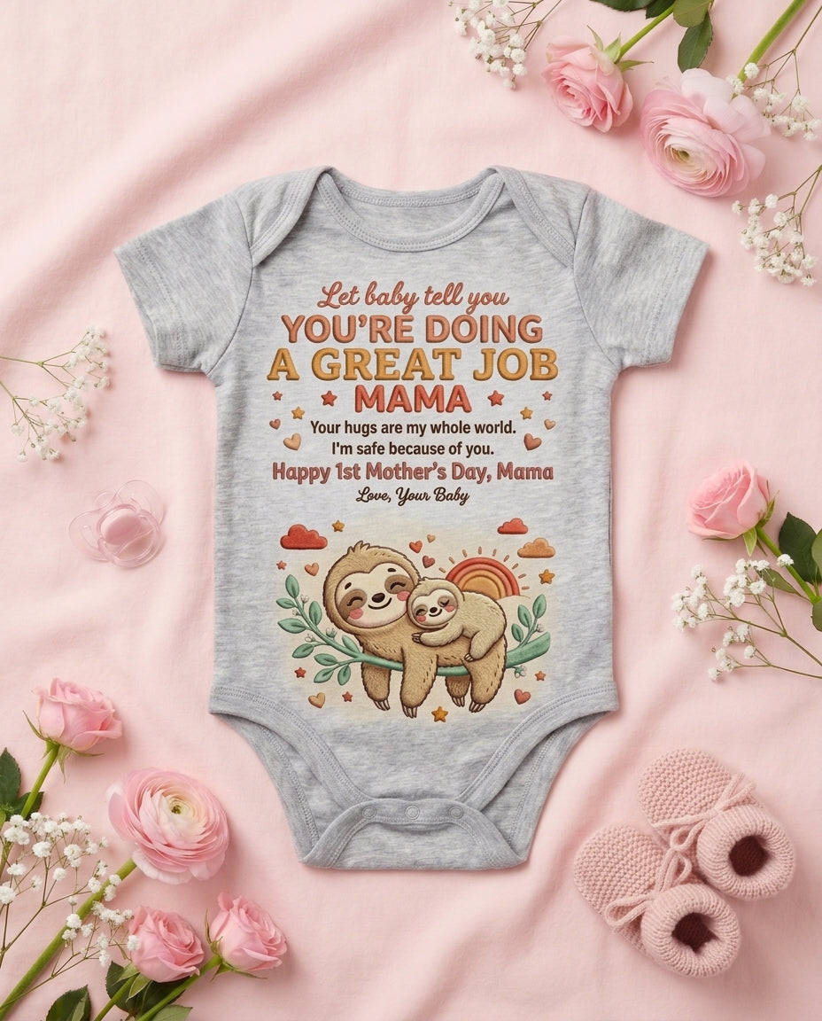 TotKind - Sloth Great Job Mama - Baby Onesie