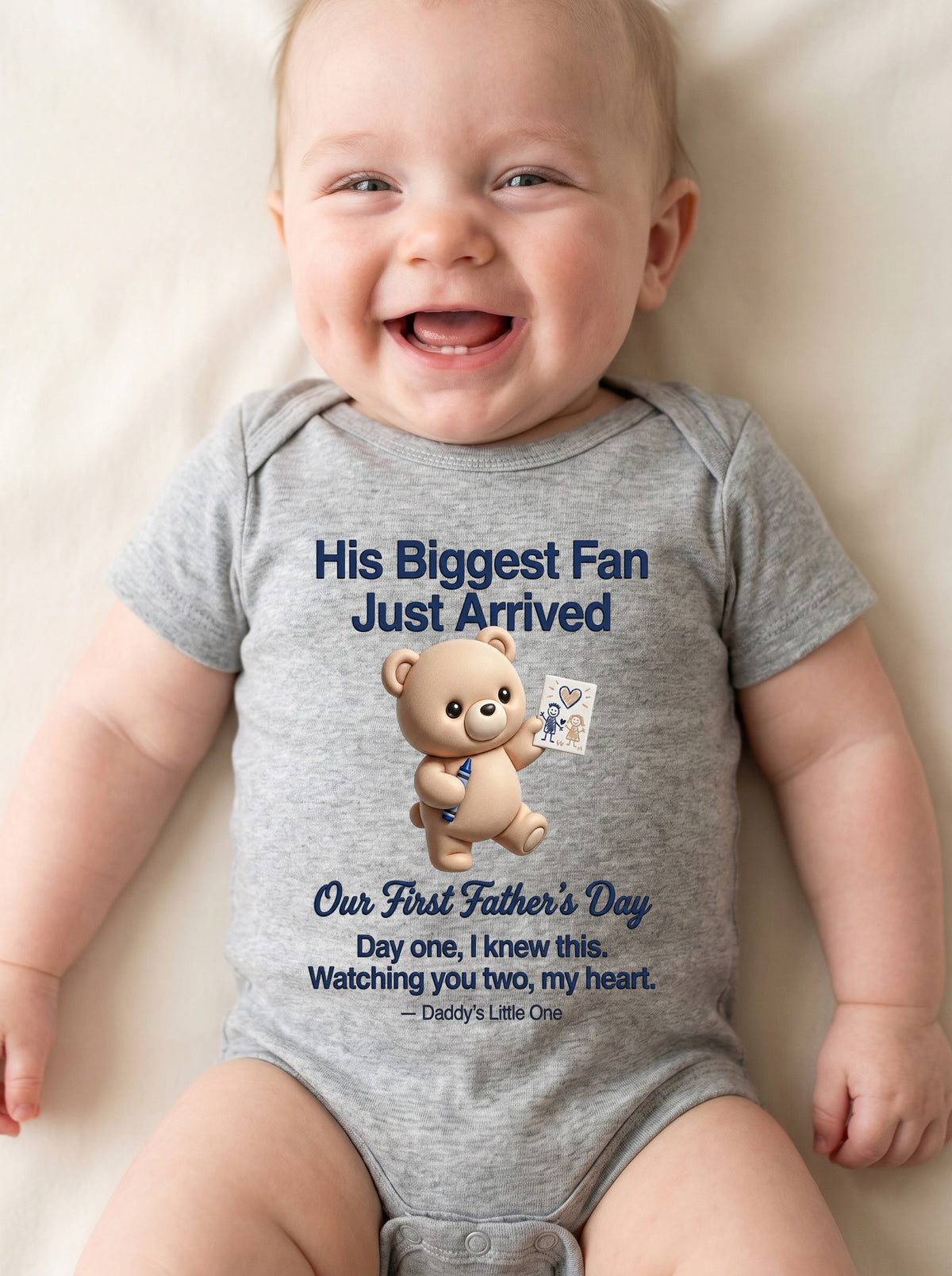 TotKind - NEW H16 Mom-to-Dad POV Voice Crayon Card Bear Our - Baby Onesie - 21052026