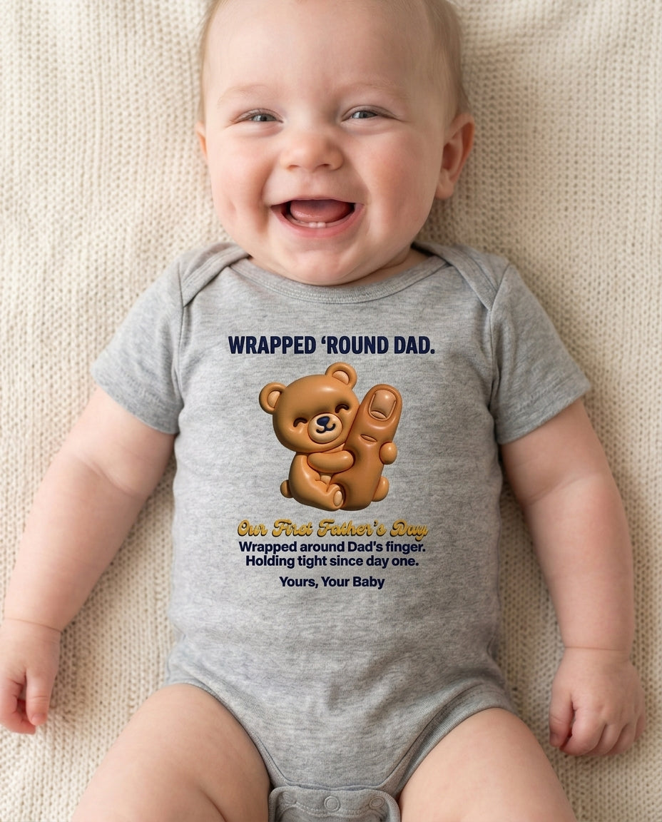 TotKind - Finger-Hug Bear  Our First Fathers Day - Baby Onesie - 11052026