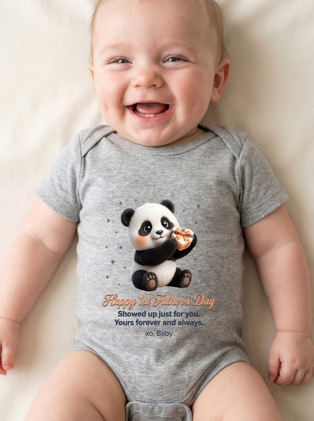 TotKind - NEW1 I Picked You Dad  Baby Panda With Bow-Wrapped - Baby Onesie - 20052026