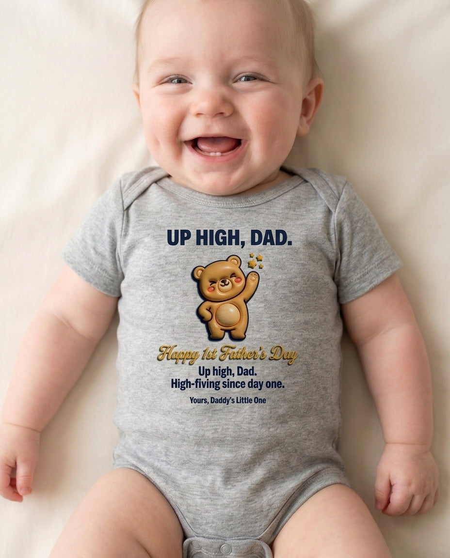 TotKind - High-Five Bear  Happy 1st Fathers Day - Baby Onesie - 11052026