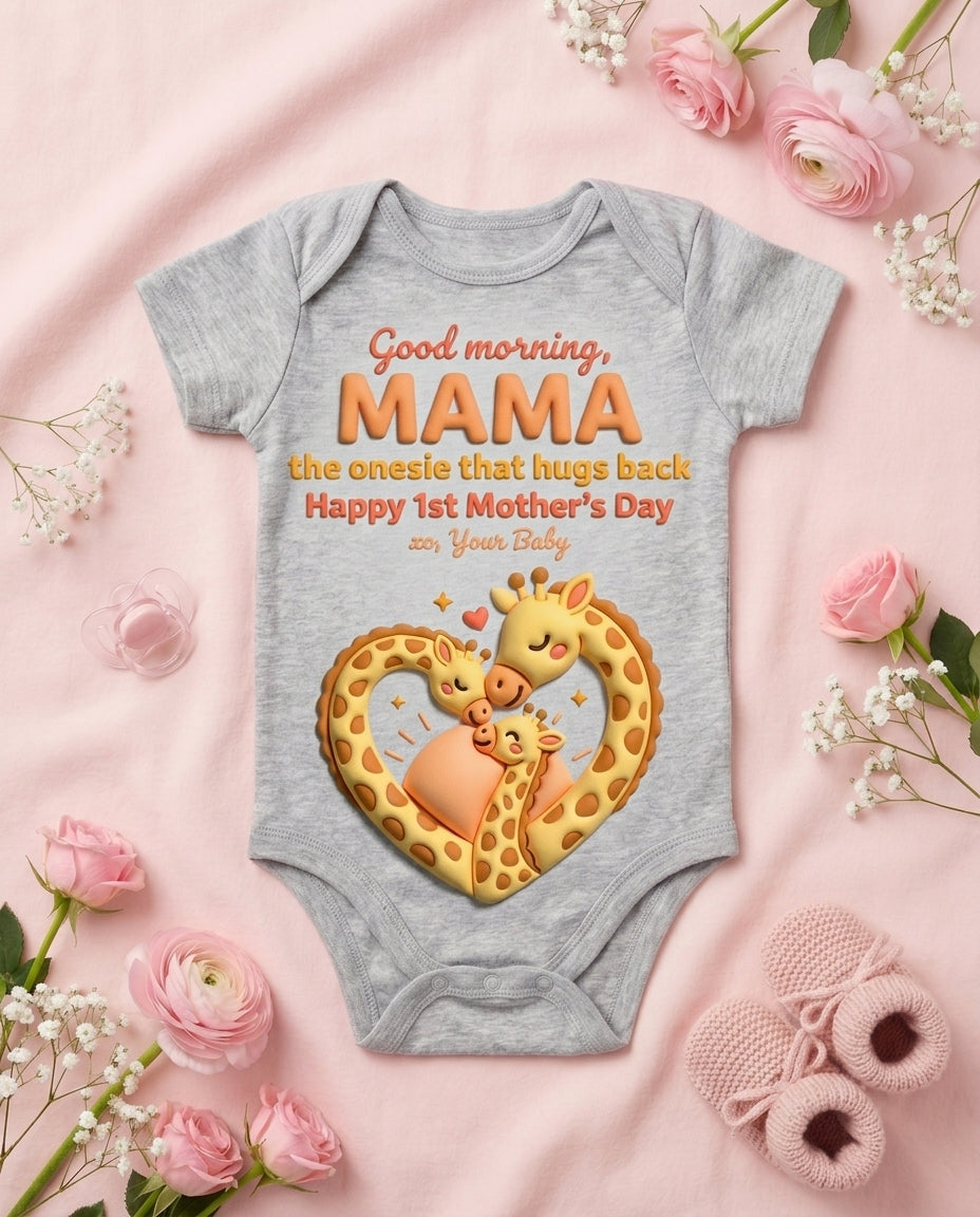 TotKind - Giraffe Morning Hug First Mothers Day - Baby Onesie