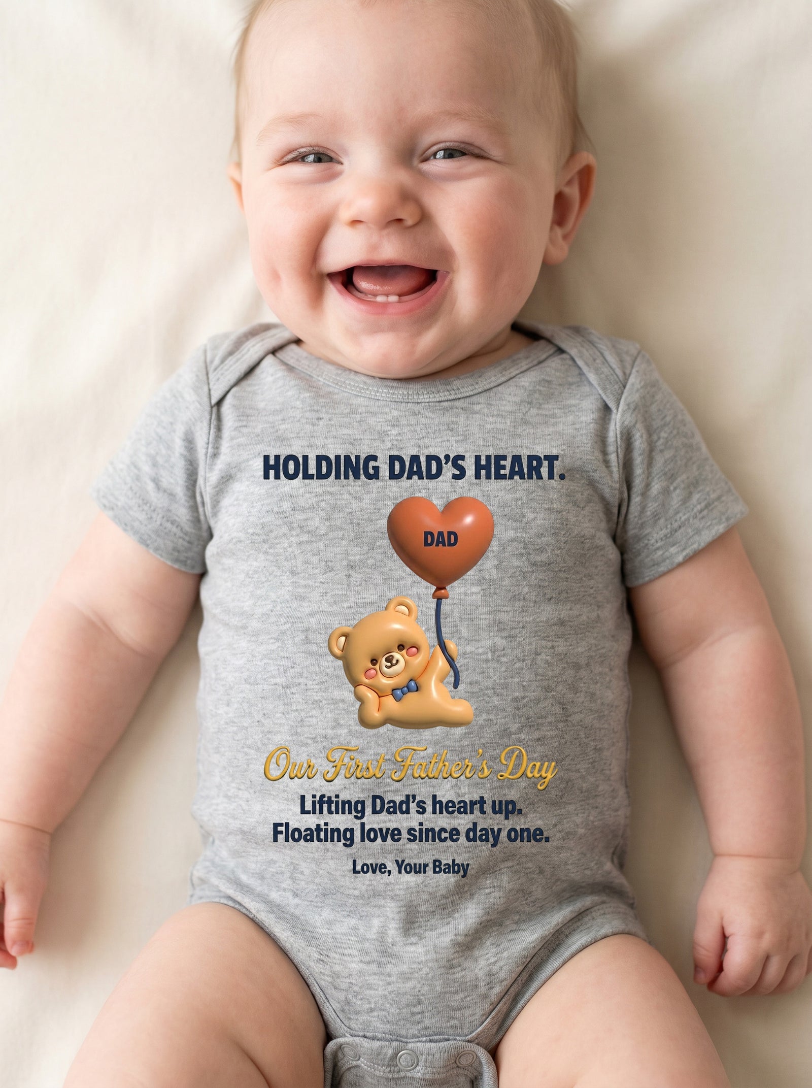 TotKind - H18 High 3D-Puff Fidelity on Heart Balloon Bear Ou - Baby Onesie - 21052026