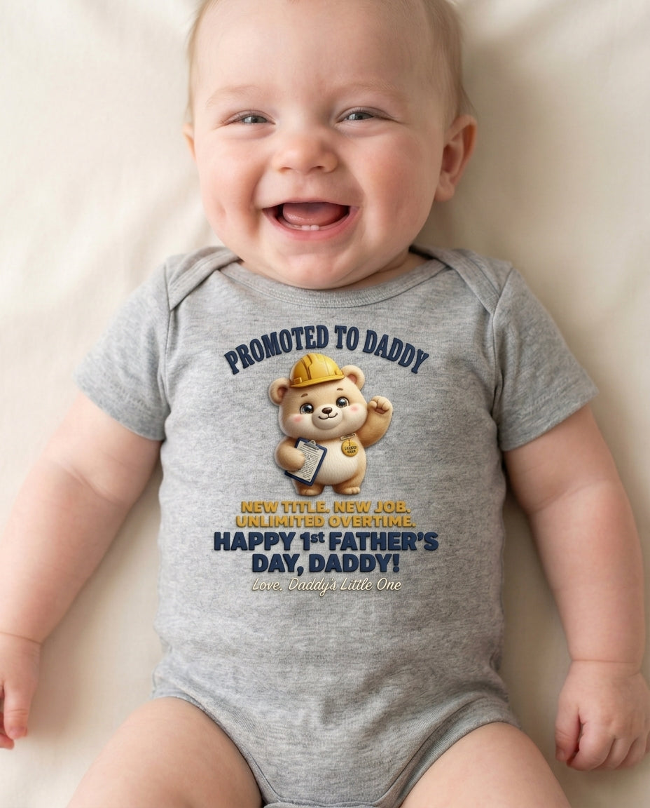 TotKind - Promoted To Daddy Hard Hat Bear - Baby Onesie
