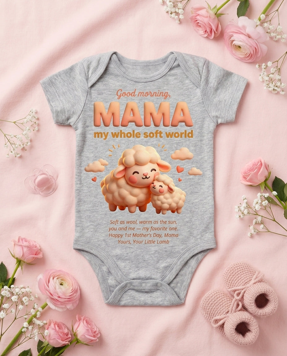TotKind - Lamb Good Morning Mama  1st Mothers Day - Baby Onesie