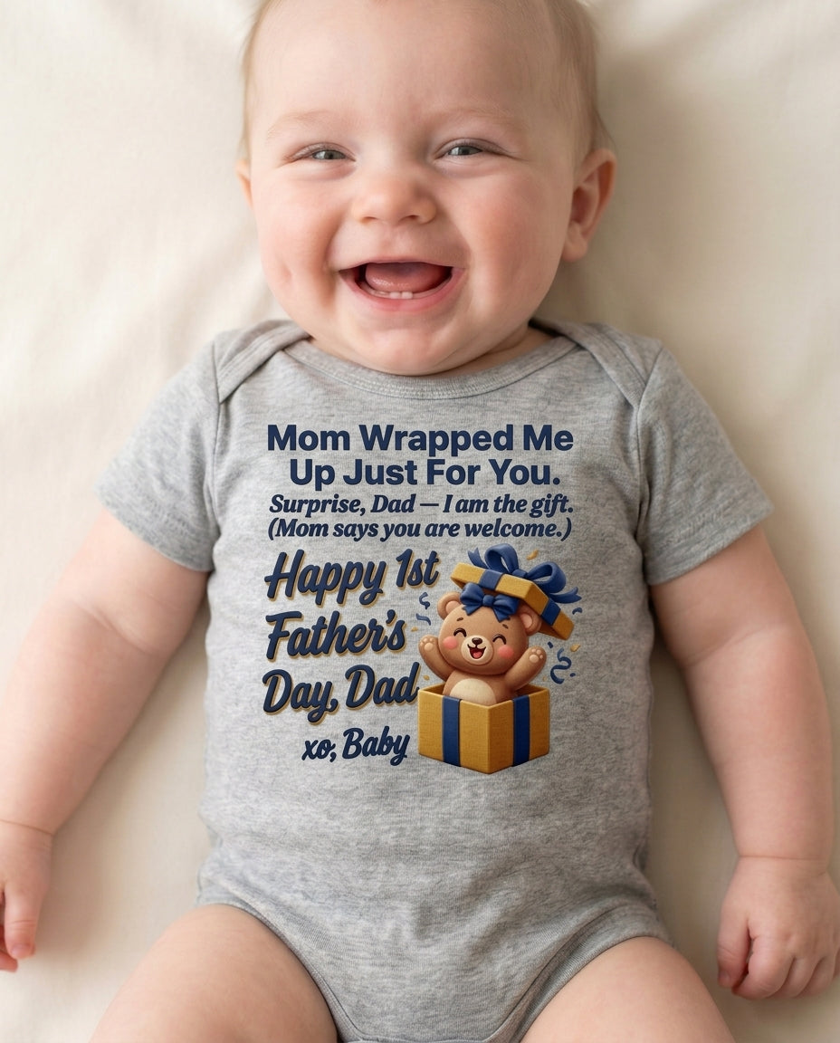 TotKind - Wrapped Bear v3  Mom Wrapped Me Up Reddit Fusion - Baby Onesie - 09052026