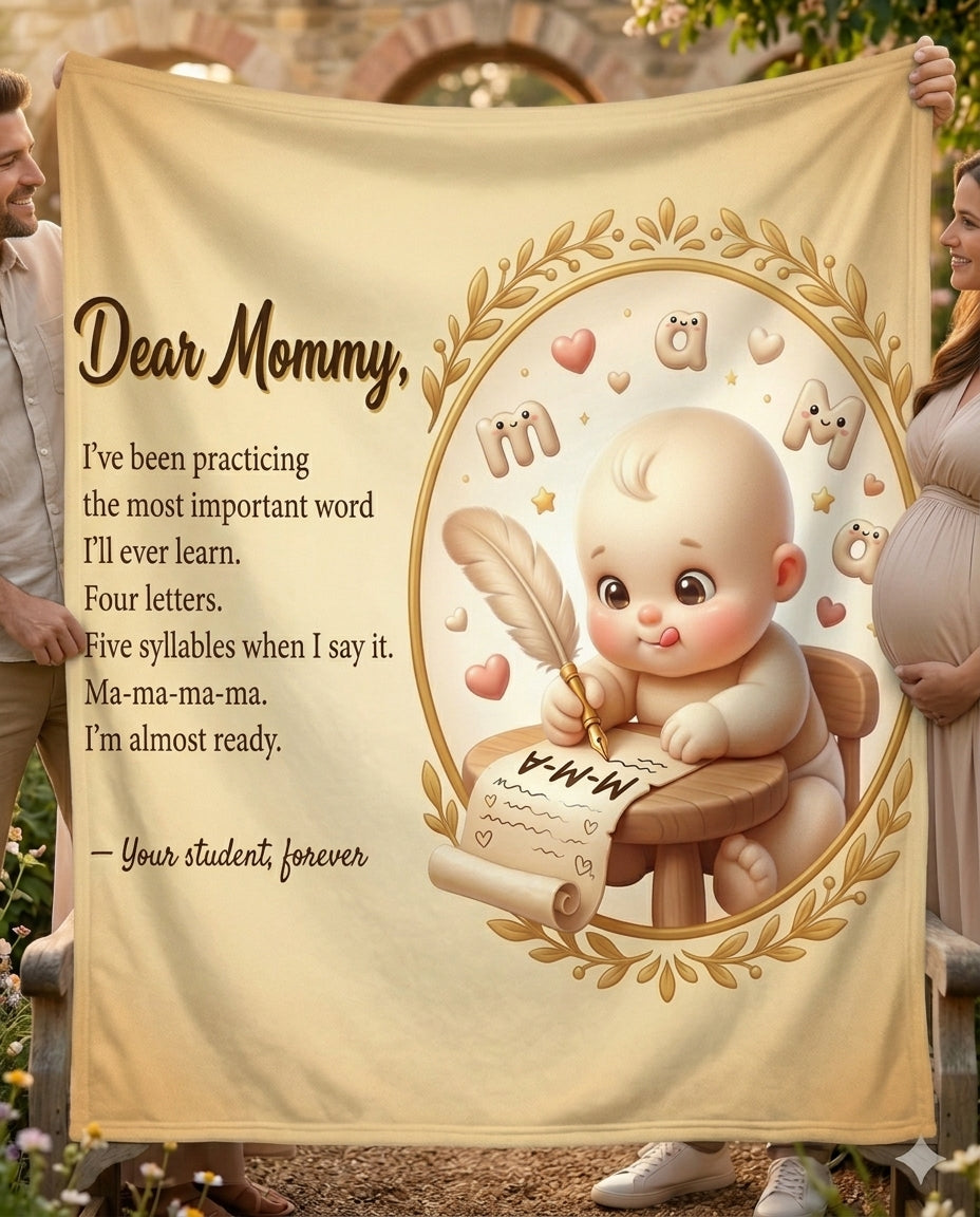 TotKind - Baby Writing Mama  Practicing the Most Important W - Blanket
