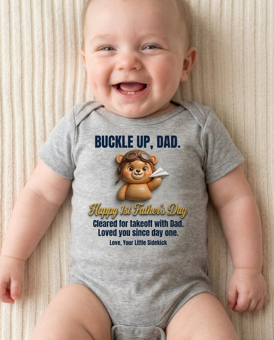 TotKind - Co-Pilot Bear  Happy 1st Fathers Day - Baby Onesie - 11052026