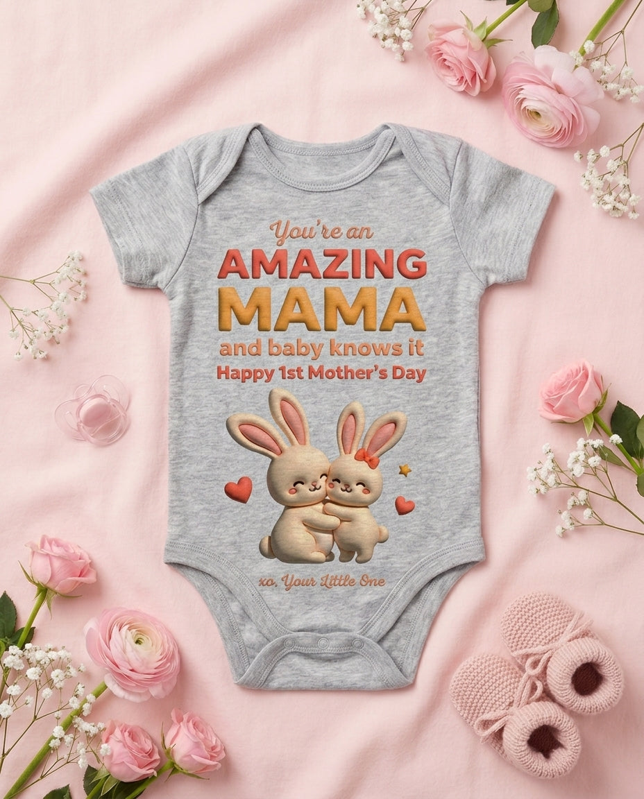 TotKind - Bunny Amazing Mama First Mothers Day - Baby Onesie