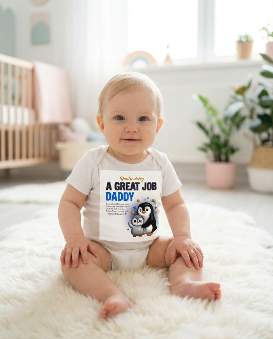 Penguin Great Job Daddy Baby Onesie