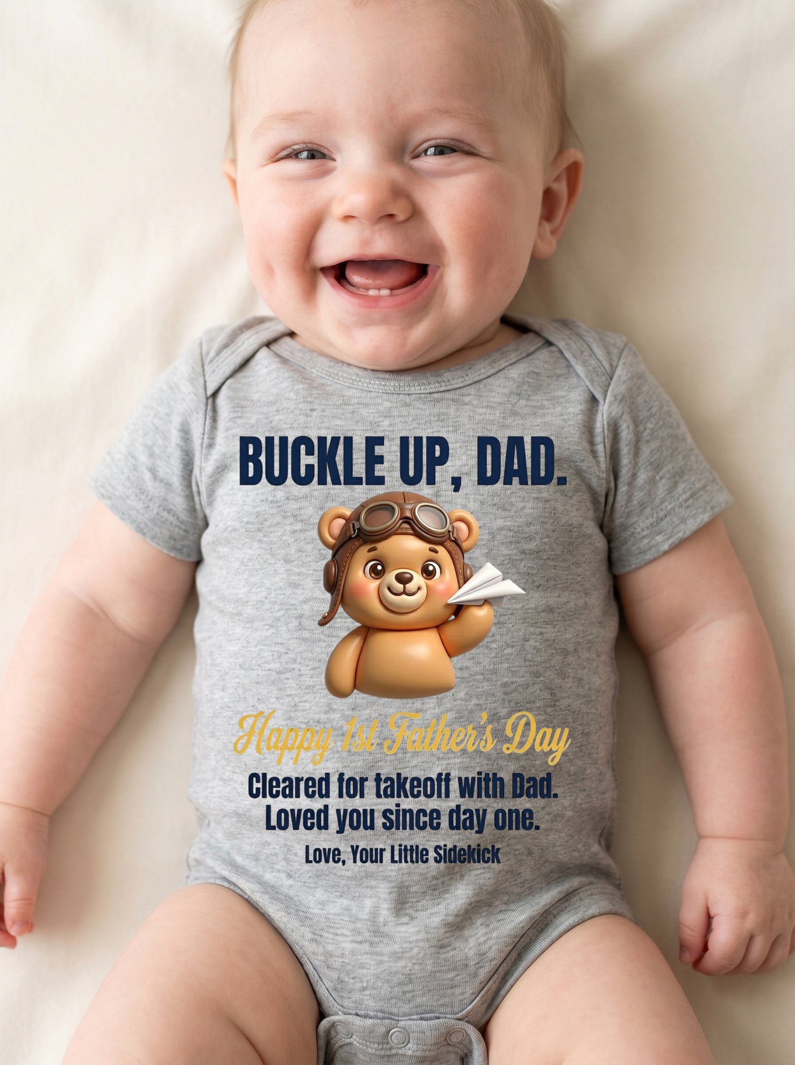 TotKind - H3 Single-Line Headline Test on Co-Pilot Bear Happ - Baby Onesie - 21052026