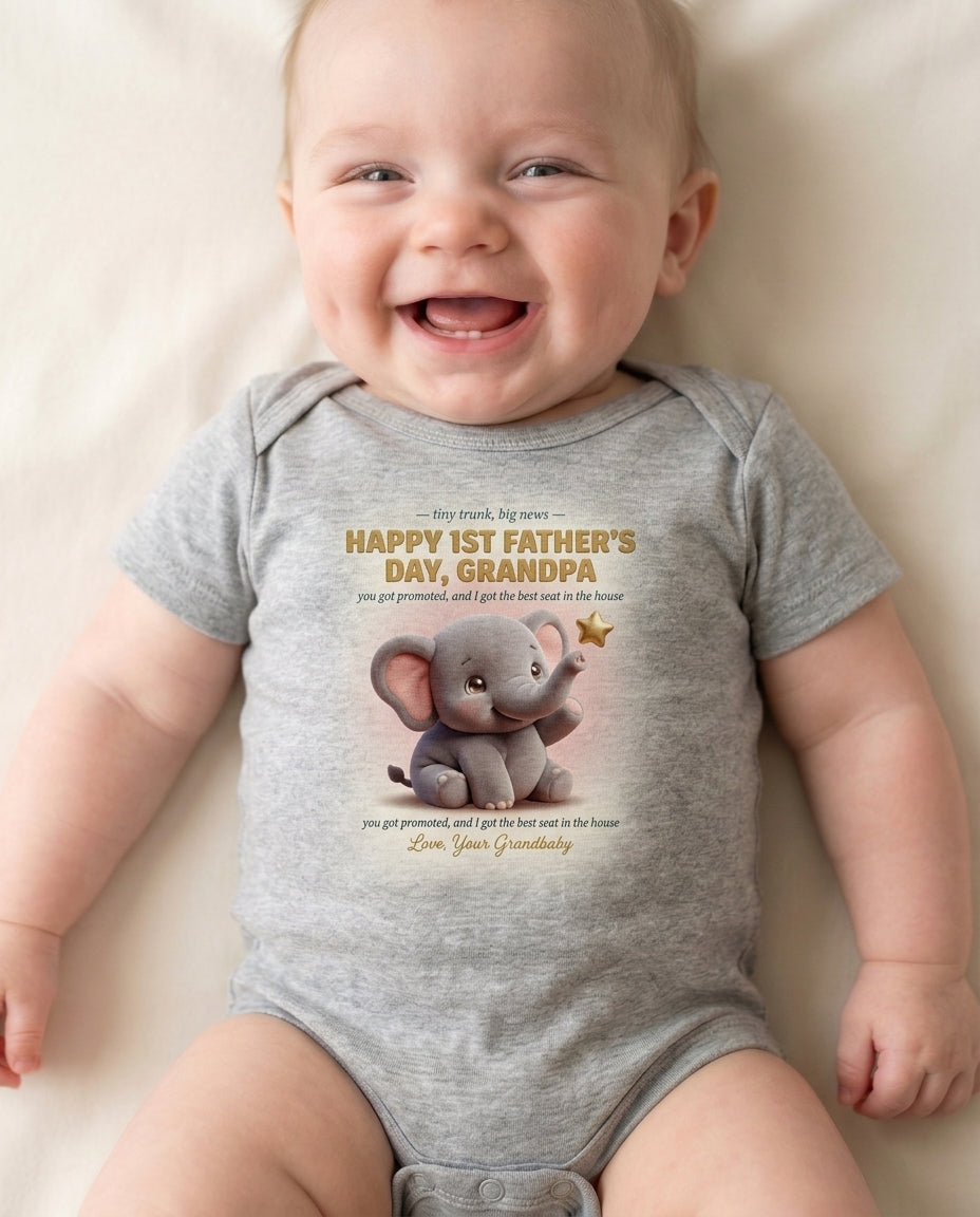 TotKind - Elephant Nephew High Five for Grandpa FD - Baby Onesie