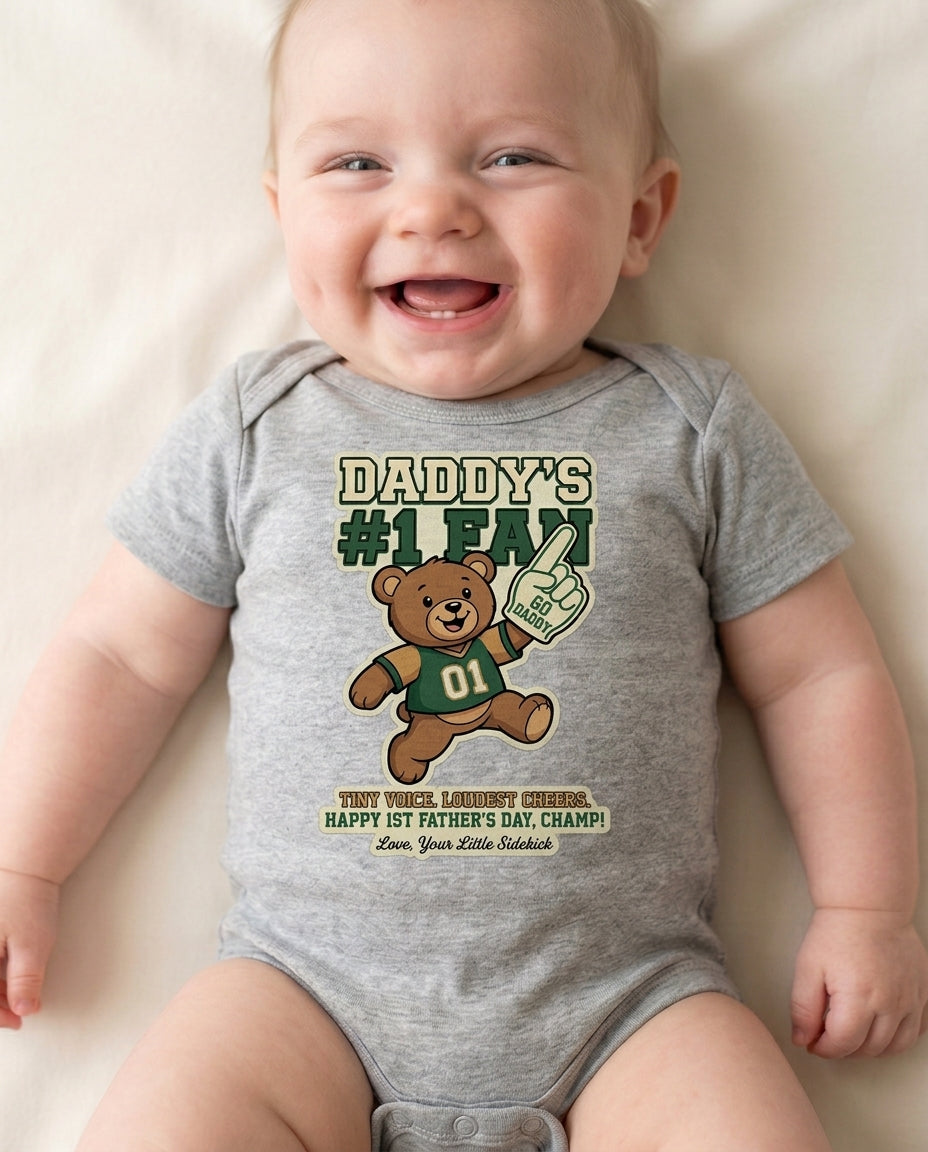 TotKind - Bear Green Foam Finger Daddy Fan - Baby Onesie - 12052026
