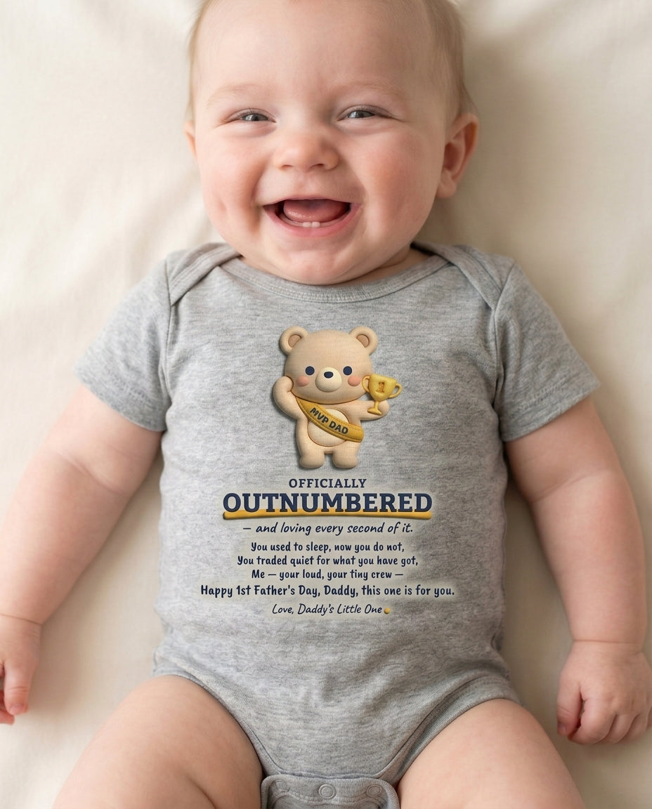 TotKind - Outnumbered And Loving It MVP Bear - Baby Onesie