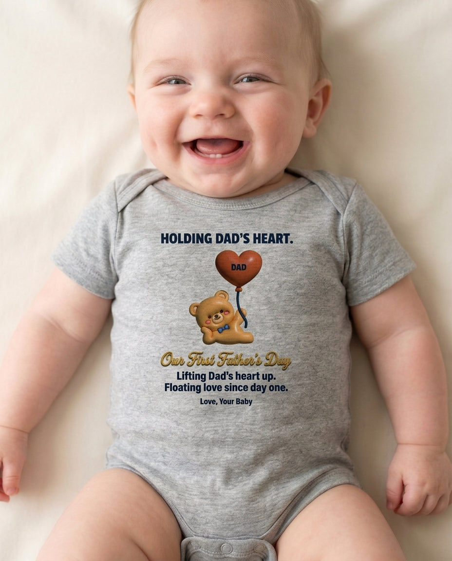 TotKind - Heart Balloon Bear  Our First Fathers Day - Baby Onesie - 11052026