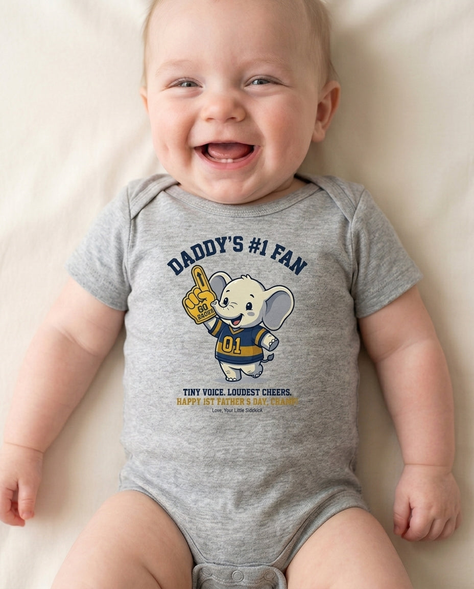 TotKind - Elephant Foam Finger Daddy Fan - Baby Onesie - 12052026