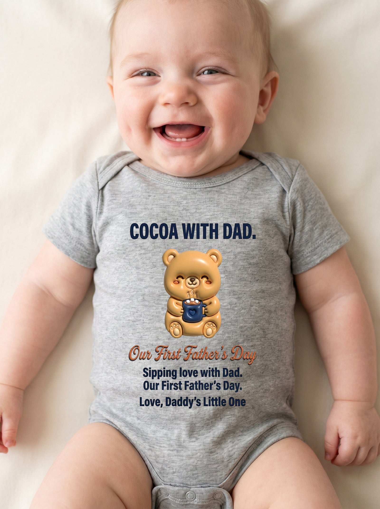TotKind - H9 Ultra-Short 2-Sentence Body on Cocoa Mug Bear O - Baby Onesie - 21052026