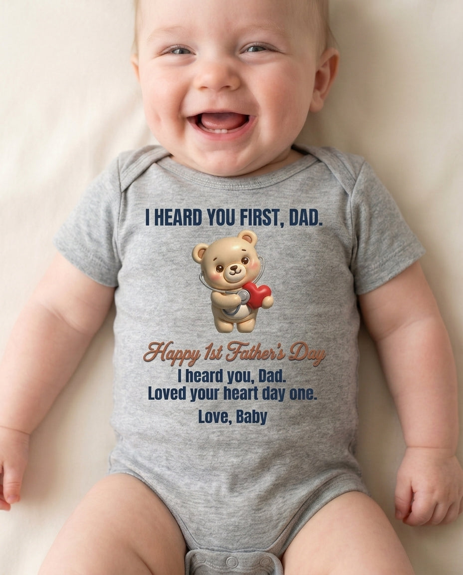 TotKind - Stethoscope Bear  Happy 1st Fathers Day - Baby Onesie - 11052026