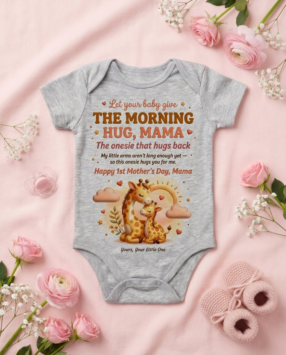 TotKind - Giraffe Morning Hug Mama - Baby Onesie