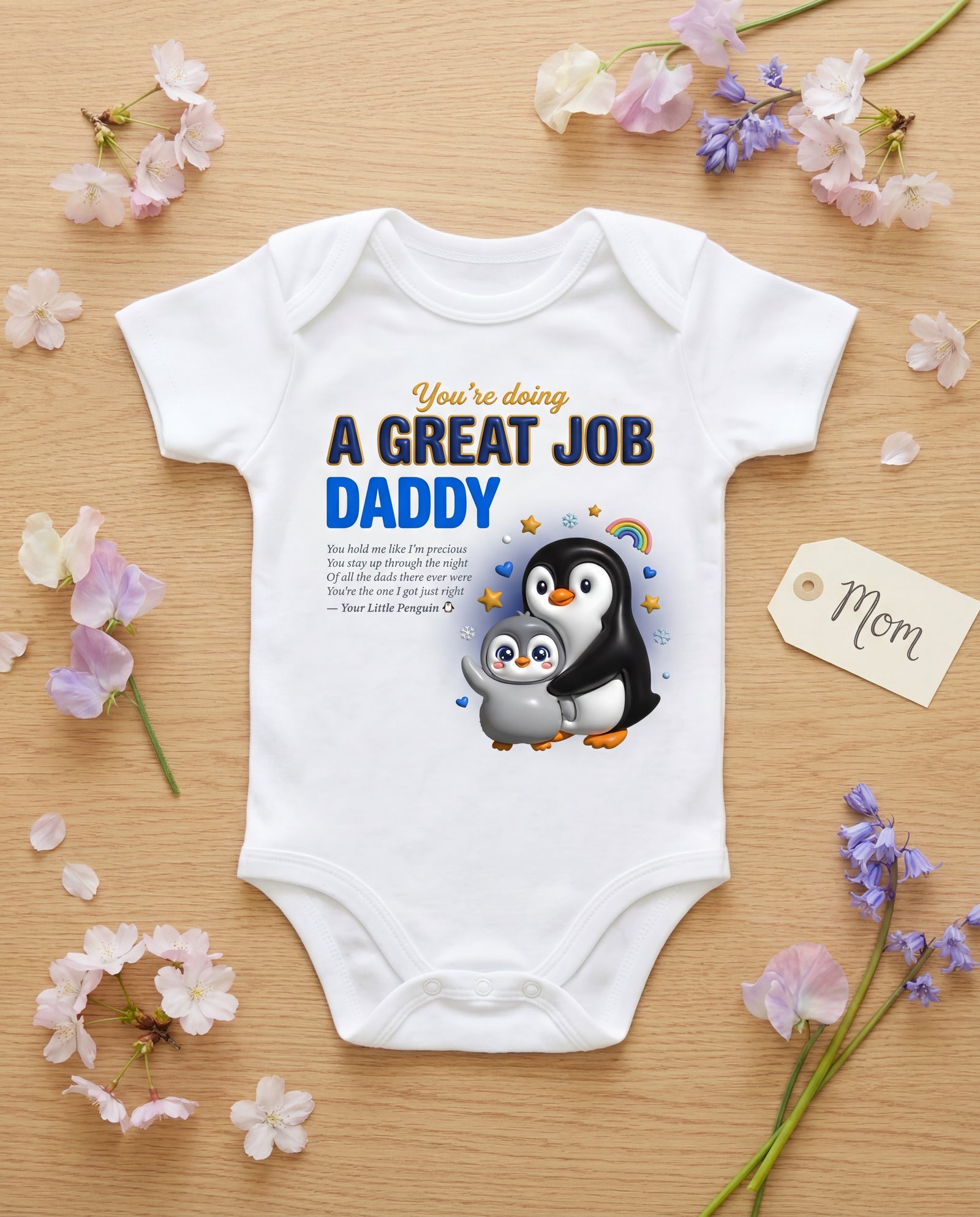 Penguin Great Job Daddy Baby Onesie