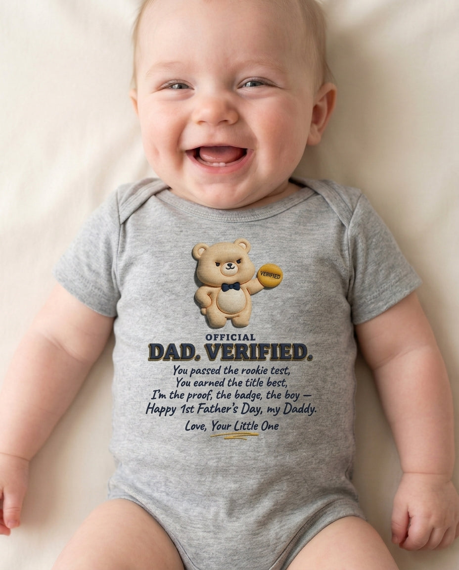 TotKind - Dad Verified Badge Bear - Baby Onesie